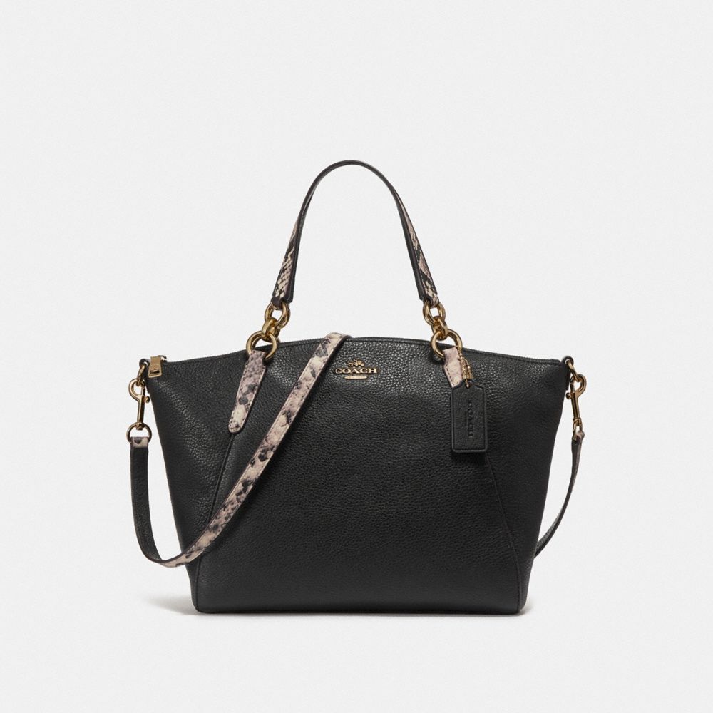 SMALL KELSEY SATCHEL - f25979 - LIGHT GOLD/BLACK MULTI