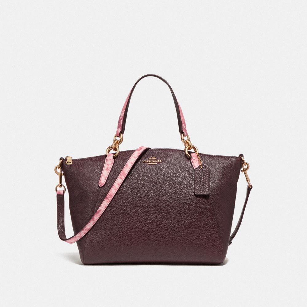 SMALL KELSEY SATCHEL - f25979 - LIGHT GOLD/OXBLOOD MULTI