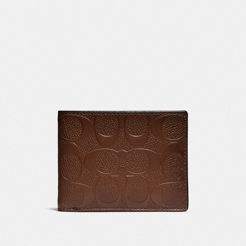 COACH SLIM BILLFOLD WALLET IN SIGNATURE LEATHER - SADDLE - F26003