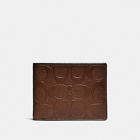 COACH SLIM BILLFOLD WALLET IN SIGNATURE LEATHER - SADDLE - F26003
