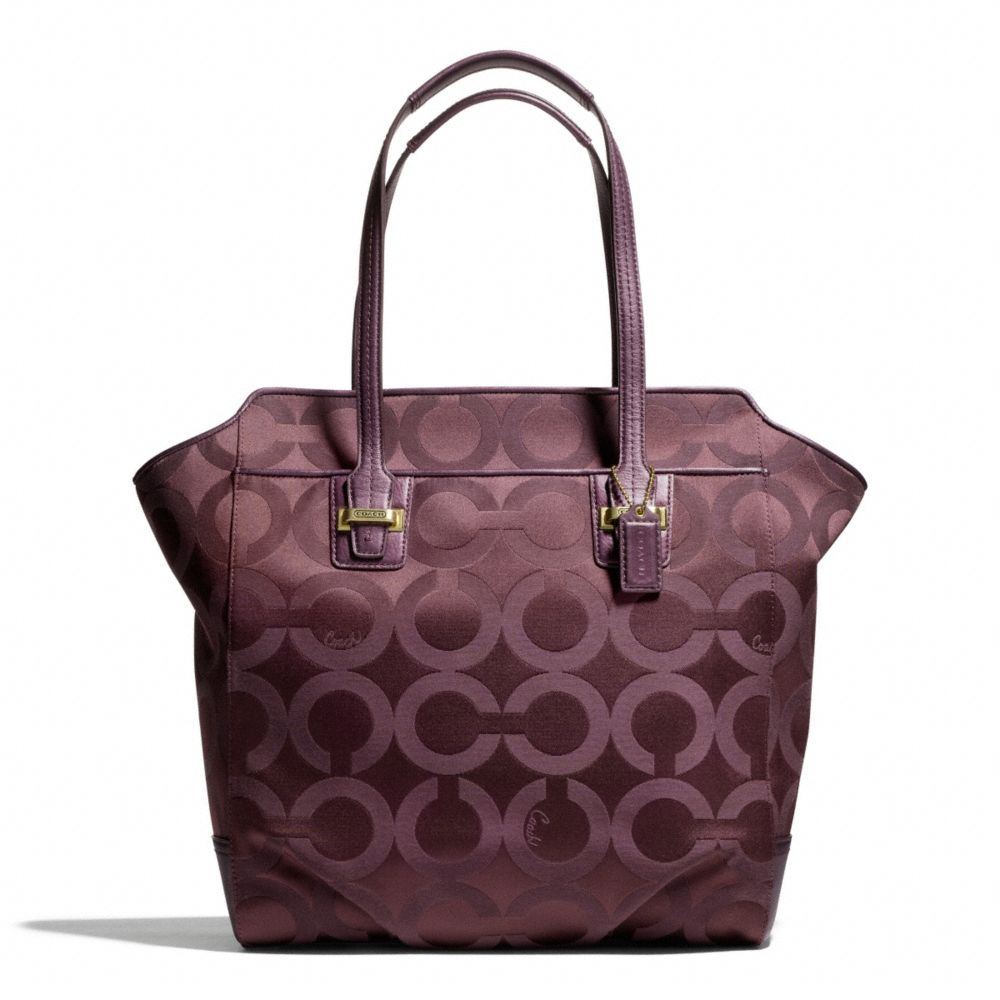 COACH F26031 Taylor Op Art North/south Tote BRASS/BORDEAUX