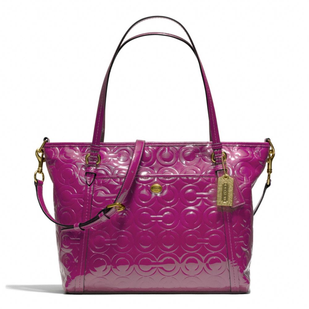 COACH F26038 PEYTON OP ART EMBOSSED PATENT POCKET TOTE ONE-COLOR