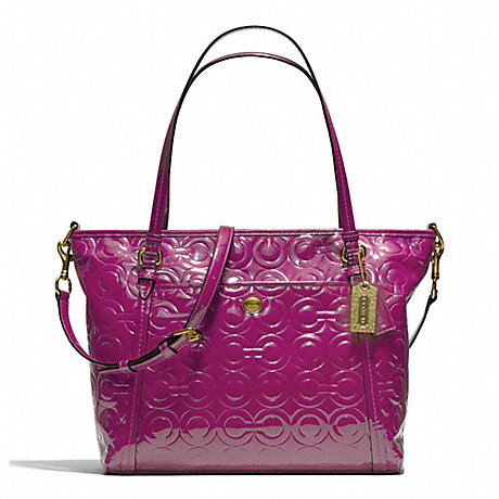 COACH F26038 PEYTON OP ART EMBOSSED PATENT POCKET TOTE ONE-COLOR