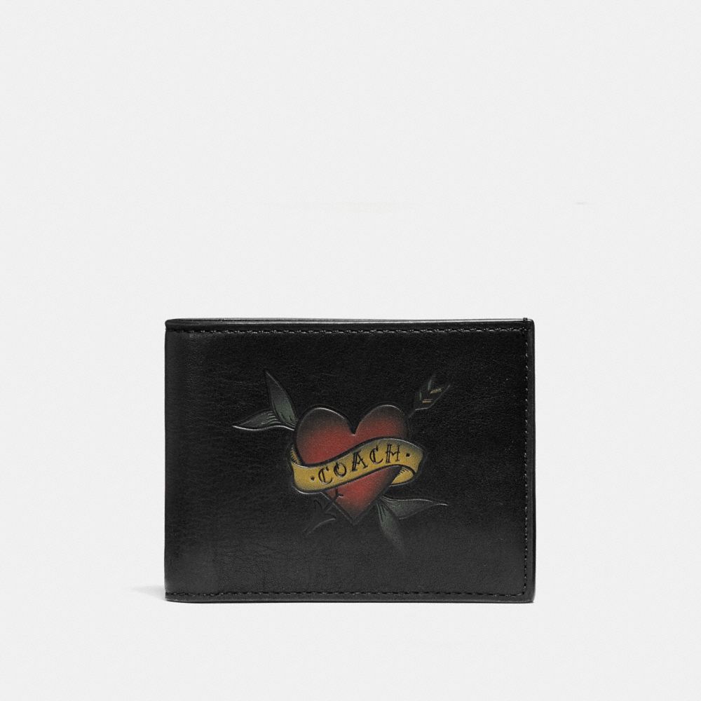 COACH F26057 Slim Billfold Wallet With Tattoo BLACK