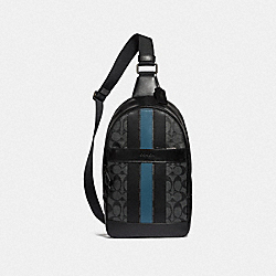 COACH F26067 Charles Pack In Signature Canvas With Varsity Stripe BLACK BLACK MINERAL/BLACK ANTIQUE NICKEL