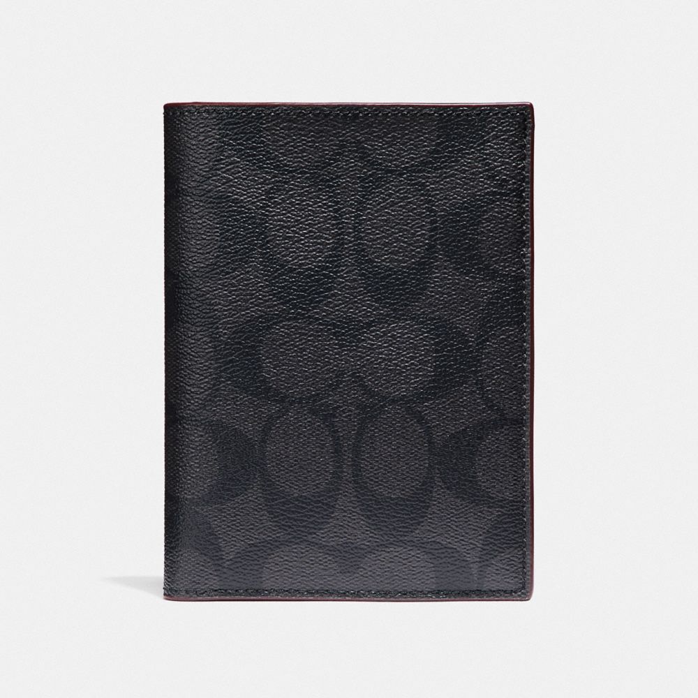 PASSPORT CASE IN SIGNATURE CANVAS - BLACK/BLACK/OXBLOOD - COACH F26074