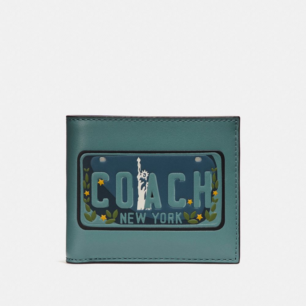 3-IN-1 WALLET WITH LICENSE PLATE MOTIF - COACH f26082 - SLATE