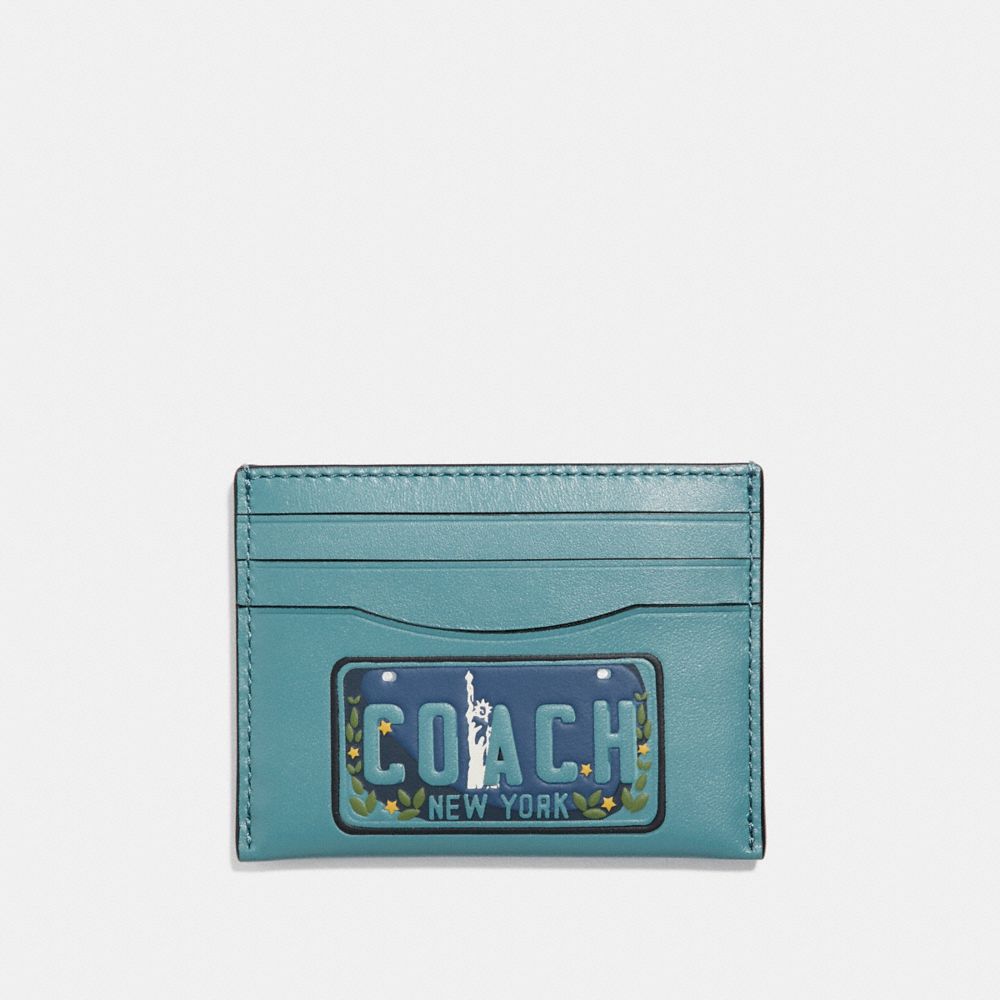 COACH SLIM CARD CASE WITH LICENSE PLATE - SLATE - f26086