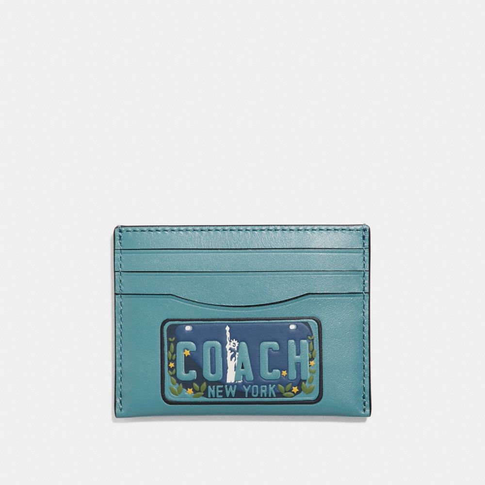 COACH f26086 SLIM CARD CASE WITH LICENSE PLATE SLATE