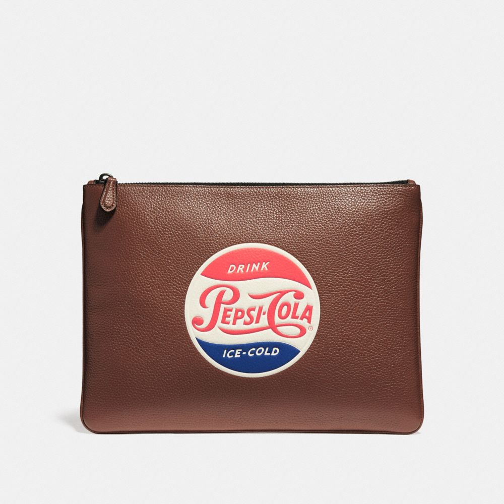 LARGE POUCH WITH PEPSIÂ® MOTIF - COACH f26091 - SADDLE