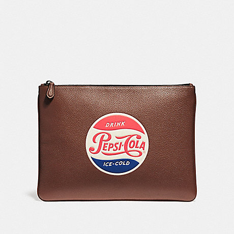 COACH LARGE POUCH WITH PEPSIÂ® MOTIF - SADDLE - f26091