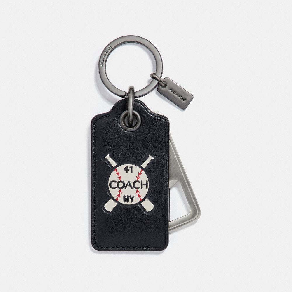 COACH AMERICAN DREAMING BOTTLE OPENER KEY FOB - BLACK - f26097