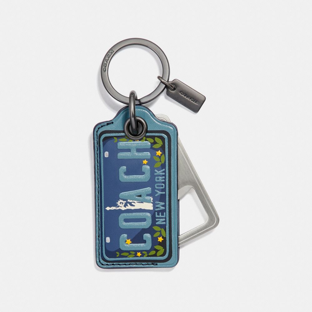 COACH AMERICAN DREAMING BOTTLE OPENER KEY FOB - SLATE - f26097