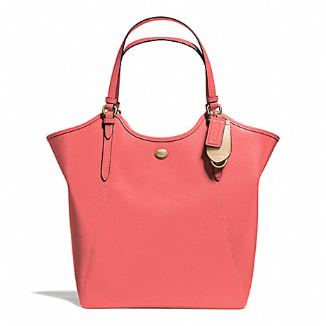 COACH PEYTON LEATHER TOTE - BRASS/CORAL - f26103