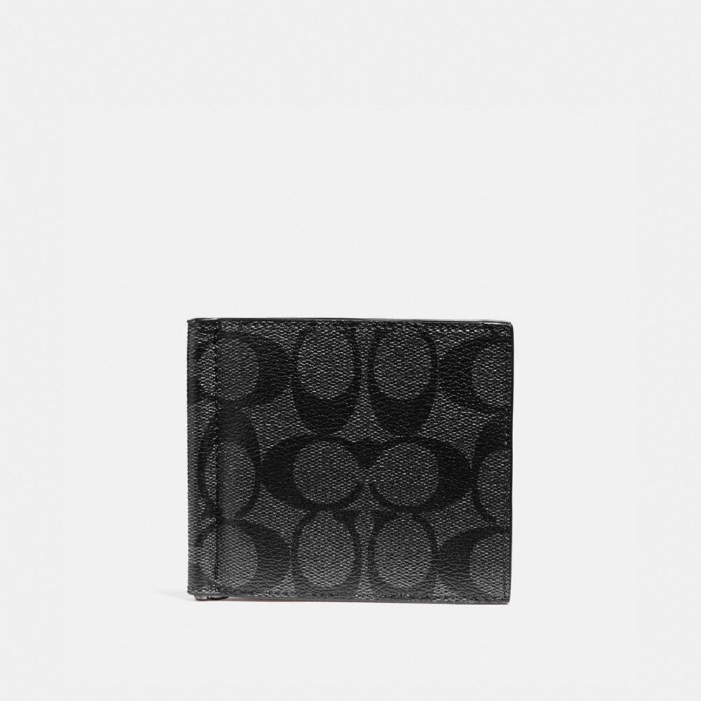 COACH MONEY CLIP BILLFOLD IN SIGNATURE CANVAS - CHARCOAL/BLACK - F26106