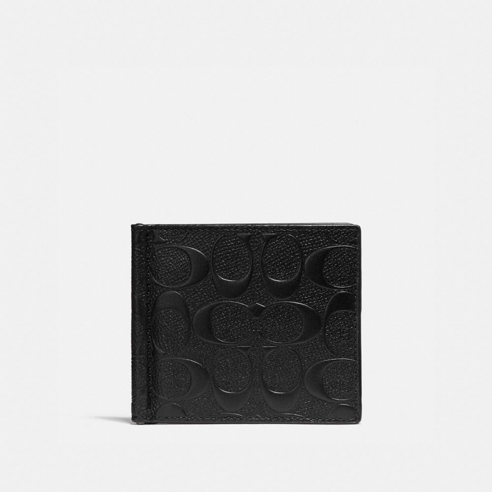 COACH F26107 - MONEY CLIP BILLFOLD IN SIGNATURE LEATHER BLACK