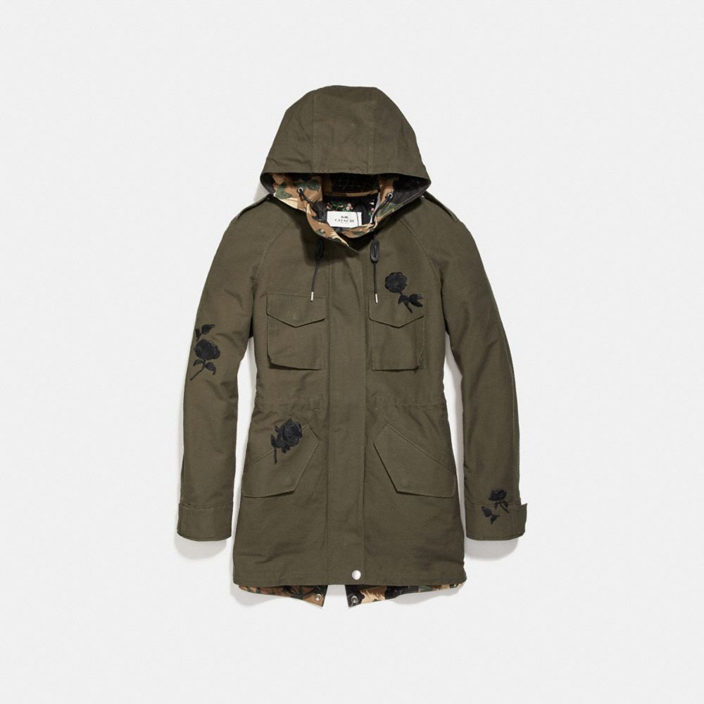 FLORAL WESTERN PARKA - f26111 - DARK OLIVE