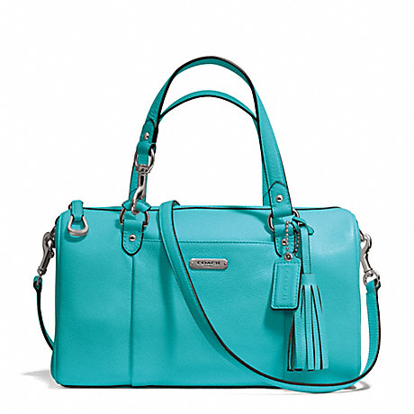 COACH F26121 AVERY LEATHER SATCHEL SILVER/TURQUOISE