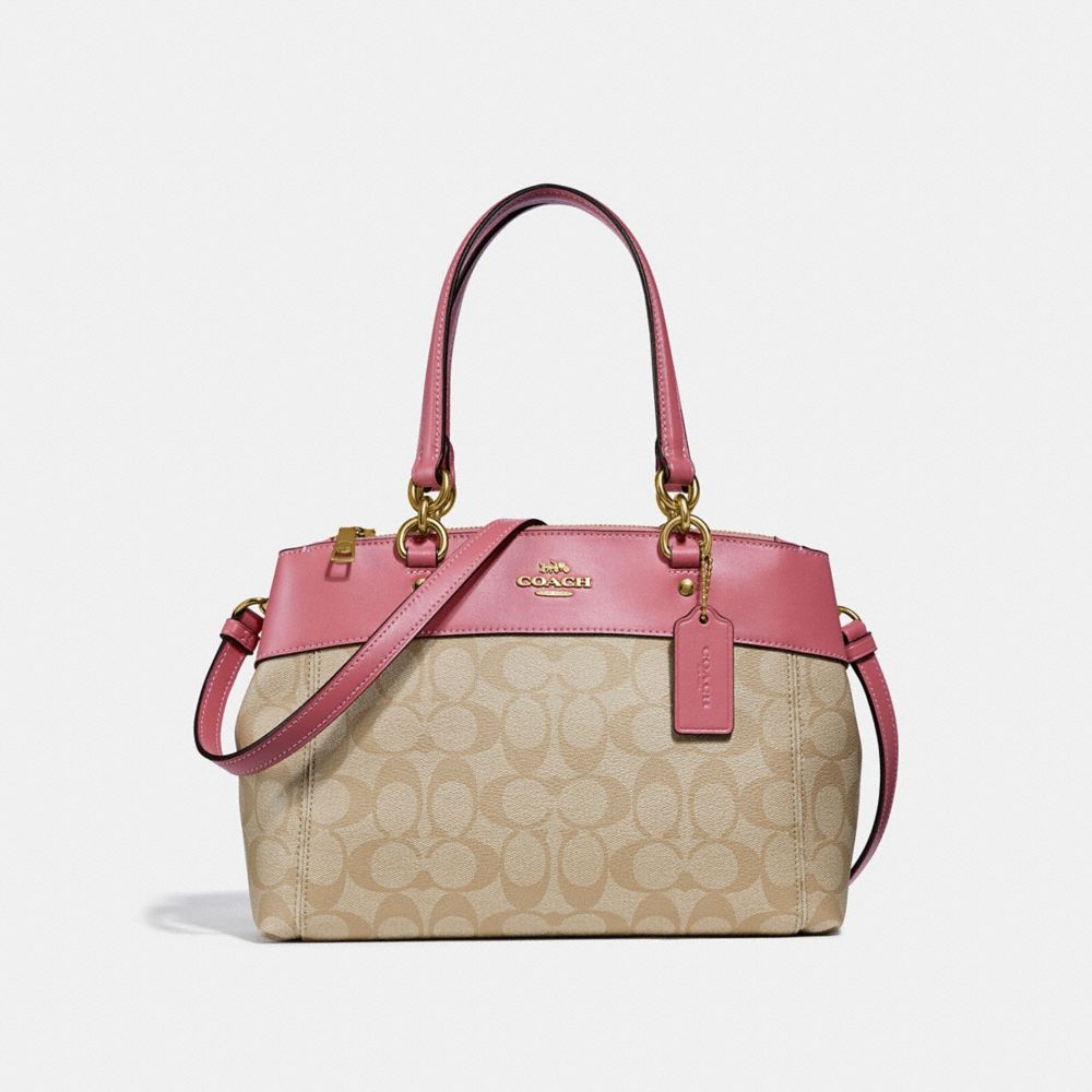 COACH MINI BROOKE CARRYALL IN SIGNATURE CANVAS - LIGHT KHAKI/PEONY/LIGHT GOLD - F26139