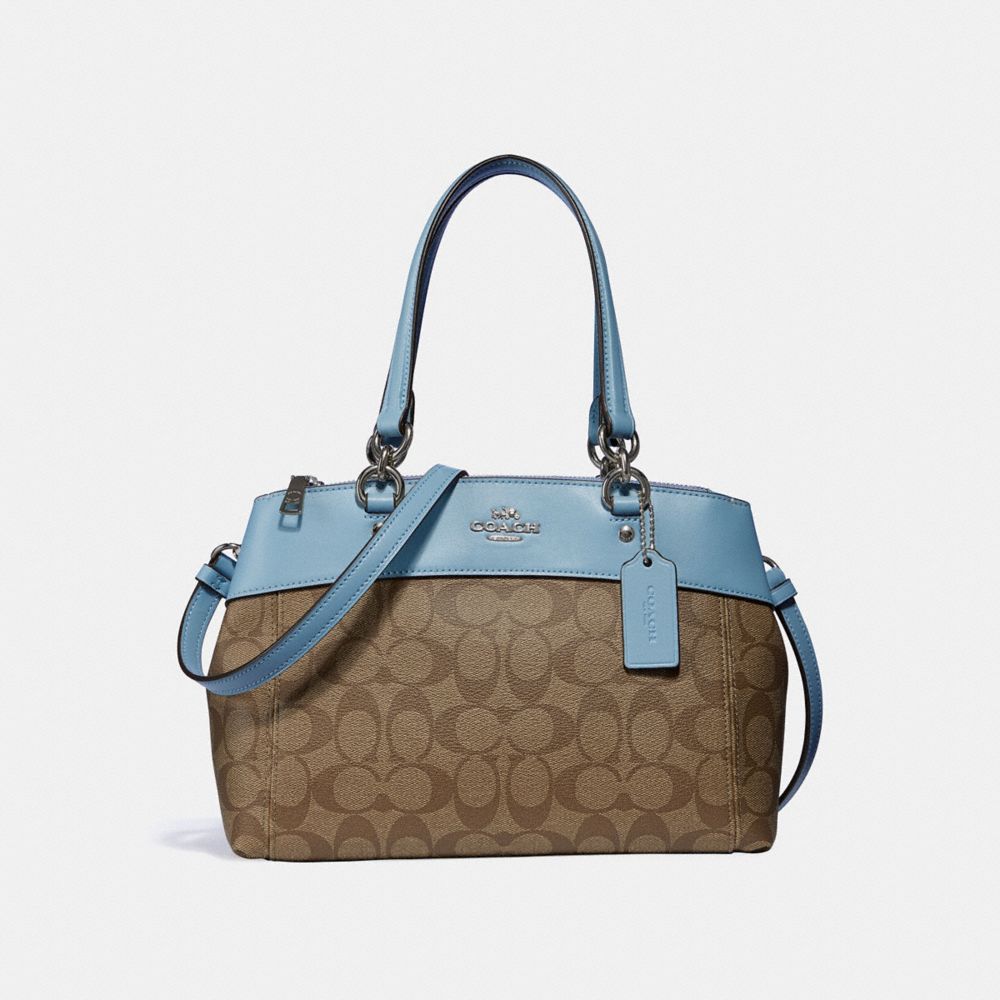 COACH MINI BROOKE CARRYALL IN SIGNATURE CANVAS - KHAKI/CORNFLOWER/SILVER - F26139