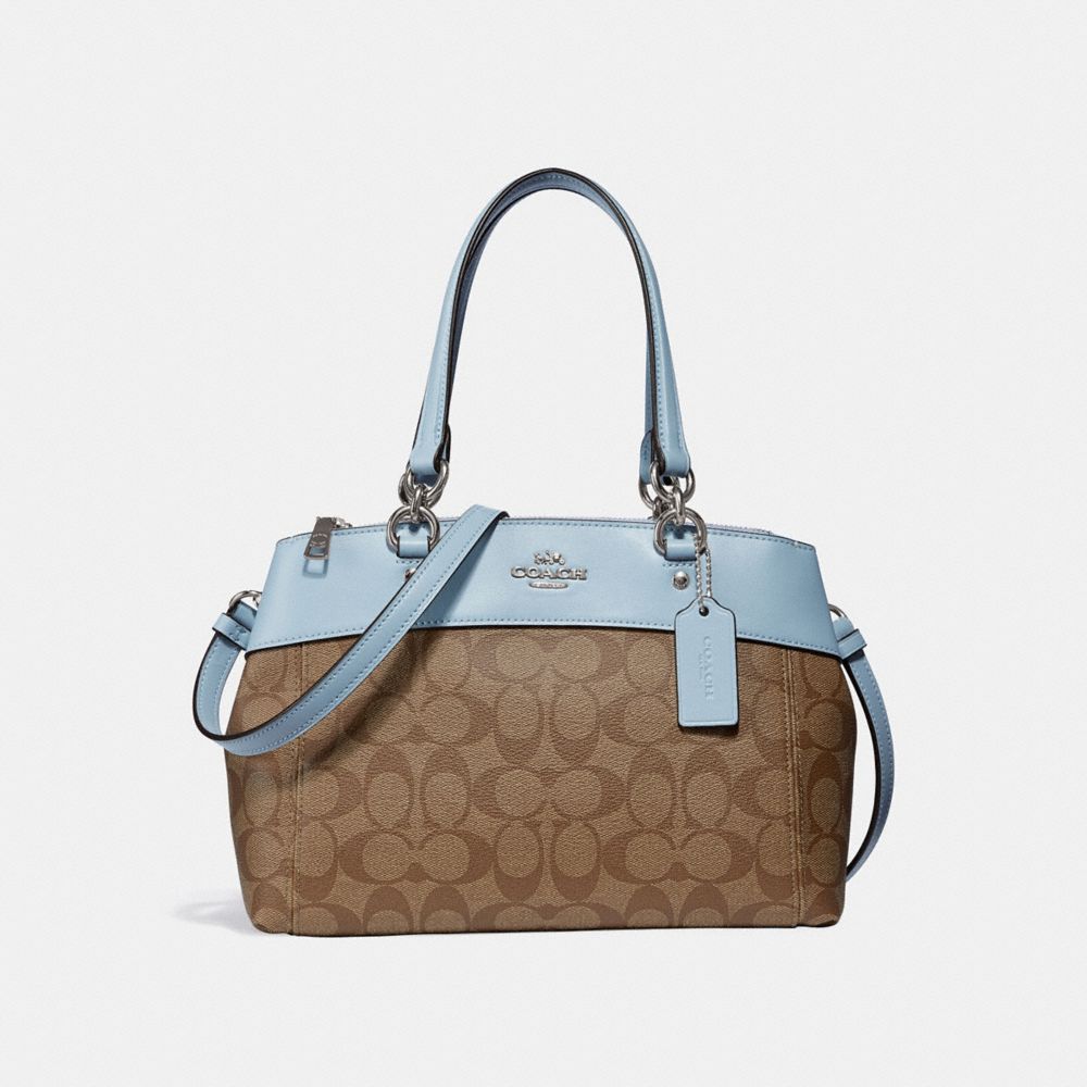 MINI BROOKE CARRYALL IN SIGNATURE CANVAS - COACH F26139 - khaki/pale blue/silver