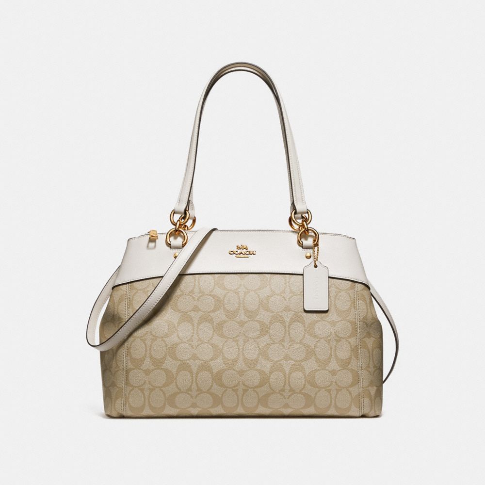 COACH f26140 LARGE BROOKE CARRYALL LIGHT KHAKI/CHALK/IMITATION GOLD