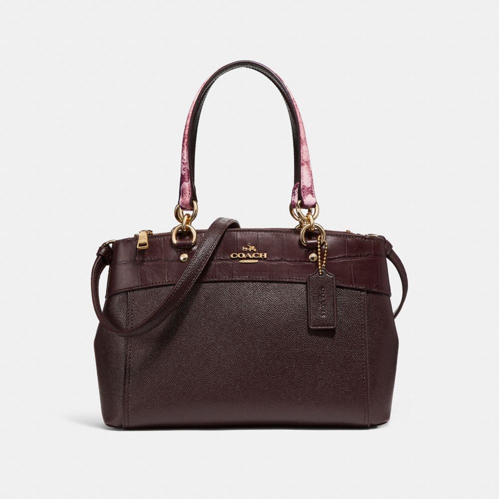 COACH F26143 Mini Brooke Carryall LIGHT GOLD/OXBLOOD MULTI