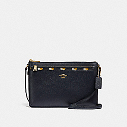 EAST/WEST CROSSBODY WITH POP-UP POUCH WITH CHECKER HEART PRINT - COACH f26149 - MIDNIGHT MULTI/LIGHT GOLD
