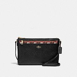 EAST/WEST CROSSBODY WITH POP-UP POUCH WITH CHECKER HEART PRINT - COACH f26149 - TERRACOTTA MULTI/LIGHT GOLD