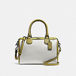 MINI BENNETT SATCHEL IN COLORBLOCK - f26153 - CHALK/CHARTREUSE/BLACK ANTIQUE NICKEL