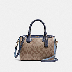 MINI BENNETT SATCHEL IN COLORBLOCK SIGNATURE CANVAS - COACH f26154 - KHAKI/MIDNIGHT POOL/LIGHT GOLD