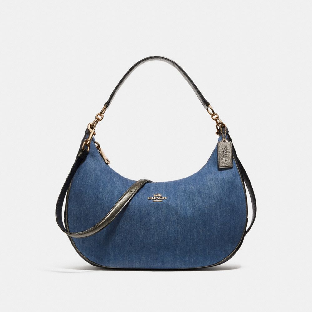 EAST/WEST HARLEY HOBO - COACH f26157 - DENIM MULTI/LIGHT GOLD