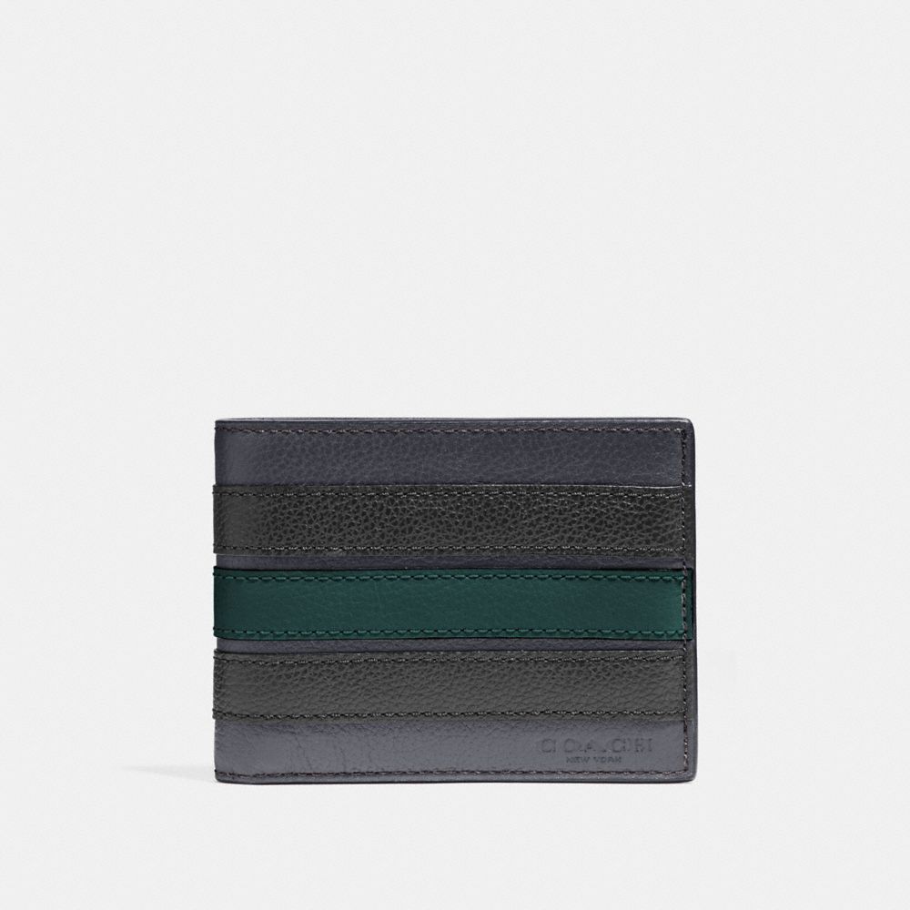 COACH F26171 Slim Billfold Wallet With Varsity Stripe MIDNIGHT NAVY/FOREST/BLACK ANTIQUE NICKEL