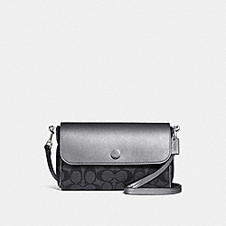 REVERSIBLE CROSSBODY IN SIGNATURE CANVAS - f26172 - BLACK SMOKE/GRAPHITE/SILVER