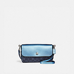 REVERSIBLE CROSSBODY IN SIGNATURE CANVAS - DENIM/METALLIC POOL/SILVER - COACH F26172