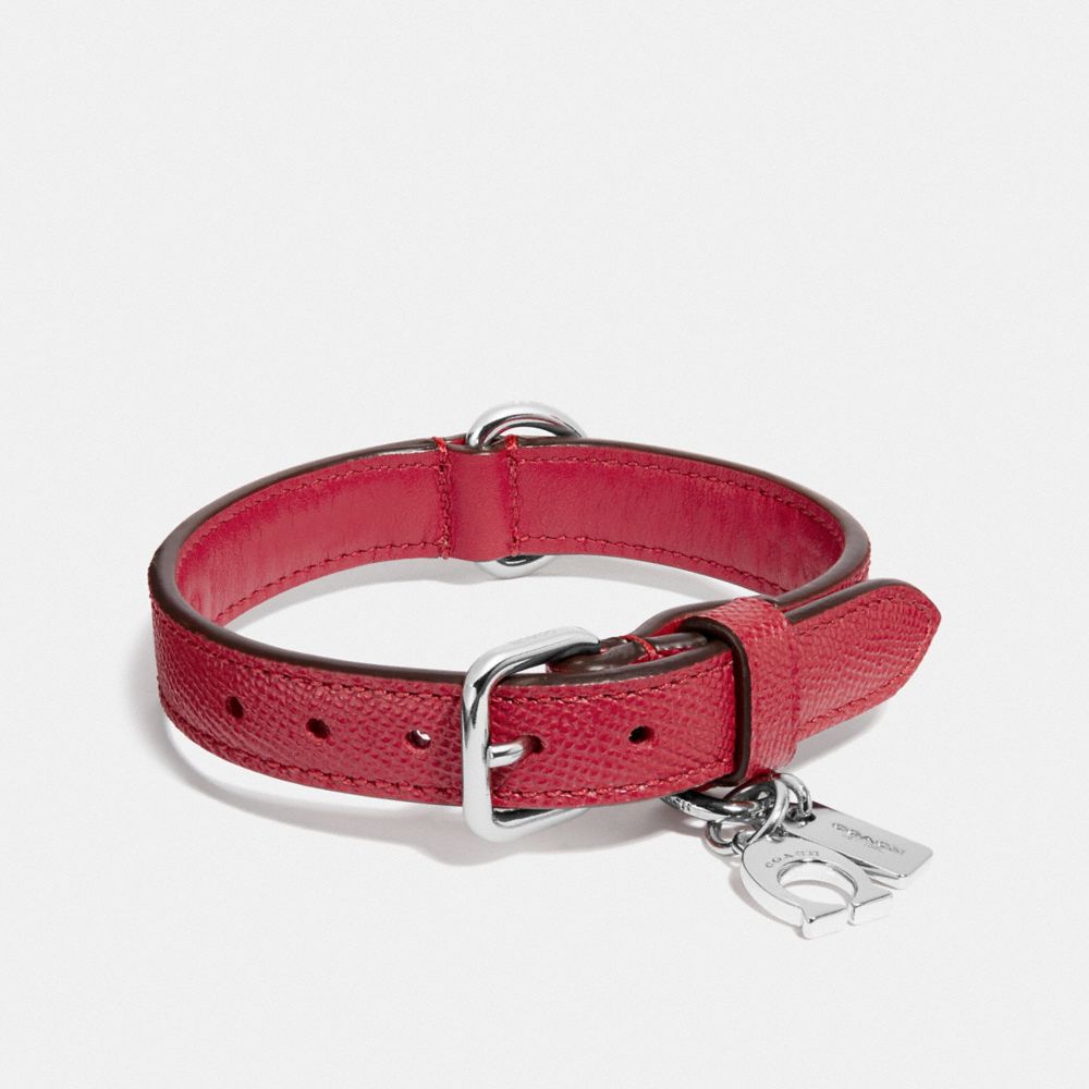 COACH F26177 - SMALL PET COLLAR SILVER/RED