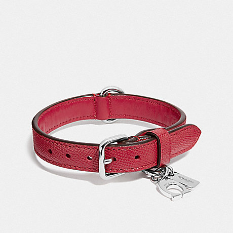 COACH F26177 SMALL PET COLLAR SILVER/RED