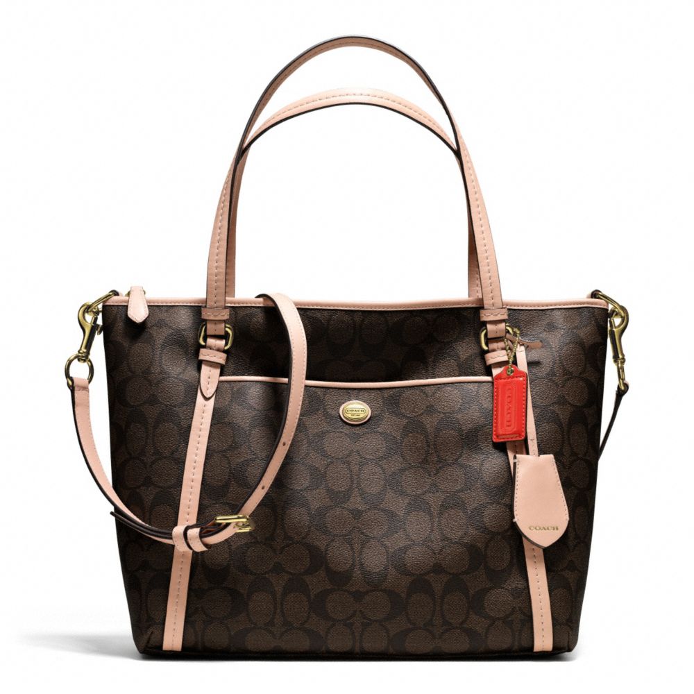 COACH F26186 Peyton Signature Pocket Tote BRASS/BROWN/TAN