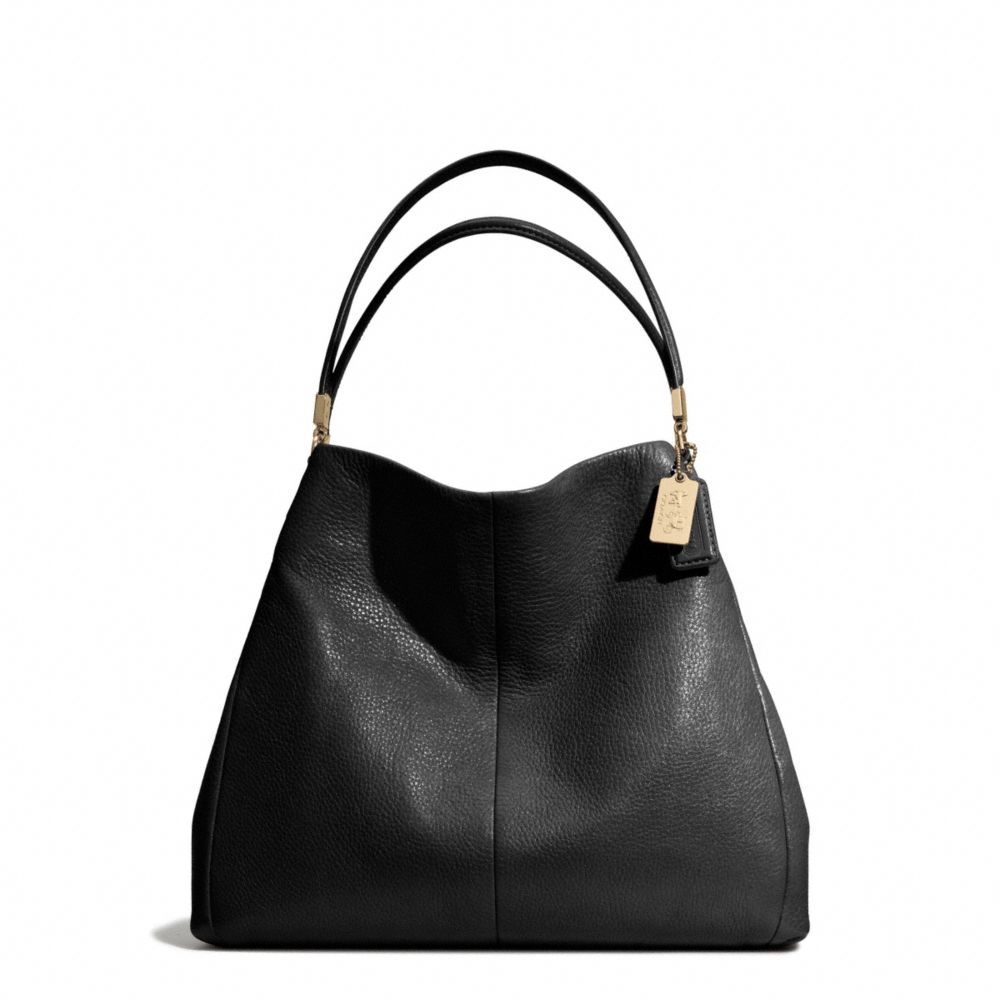 COACH F26221 Madison Leather Small Phoebe Shoulder Bag LIGHT GOLD/BLACK