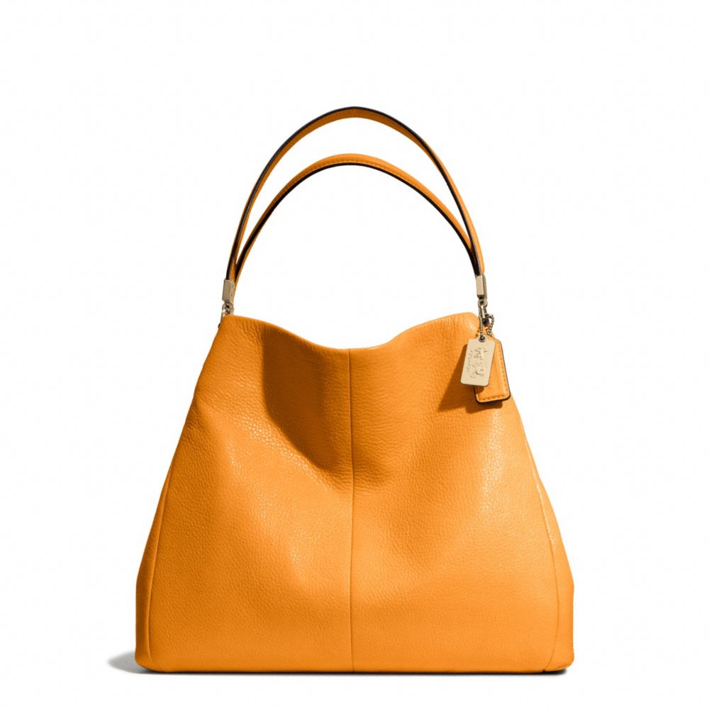 MADISON SMALL PHOEBE SHOULDER BAG IN LEATHER - f26221 -  LIGHT GOLD/BRIGHT MANDARIN