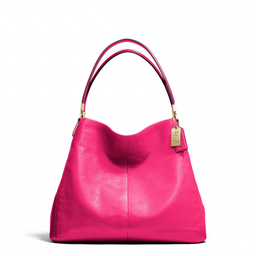 MADISON LEATHER SMALL PHOEBE SHOULDER BAG - LIGHT GOLD/PINK RUBY - COACH F26224