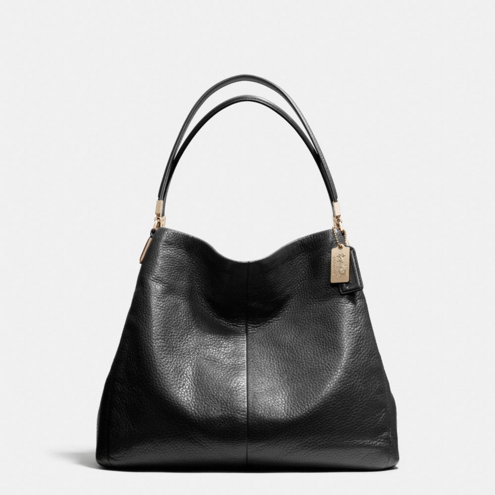 MADISON SMALL PHOEBE SHOULDER BAG IN LEATHER - LIGHT GOLD/BLACK - COACH F26224