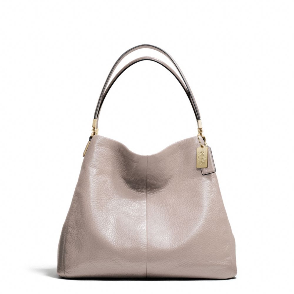 MADISON LEATHER SMALL PHOEBE SHOULDER BAG - COACH F26224 - LIGHT GOLD/GREY BIRCH