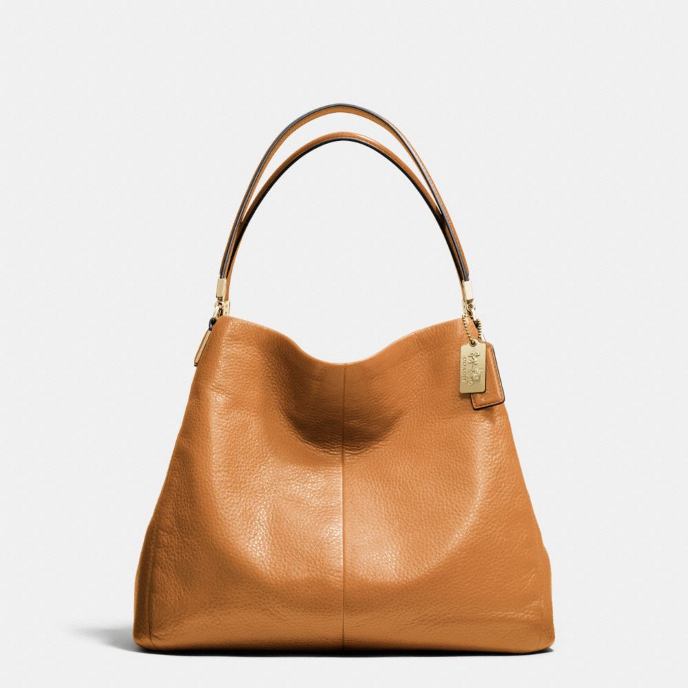 MADISON LEATHER SMALL PHOEBE SHOULDER BAG - f26224 - LIGHT GOLD/BURNT CAMEL