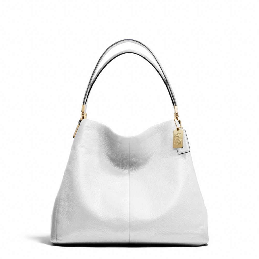 MADISON LEATHER SMALL PHOEBE SHOULDER BAG - LIGHT GOLD/WHITE - COACH F26224