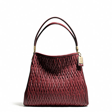 MADISON GATHERED TWIST SMALL PHOEBE SHOULDER BAG - COACH F26257 - Light Gold/BRICK RED