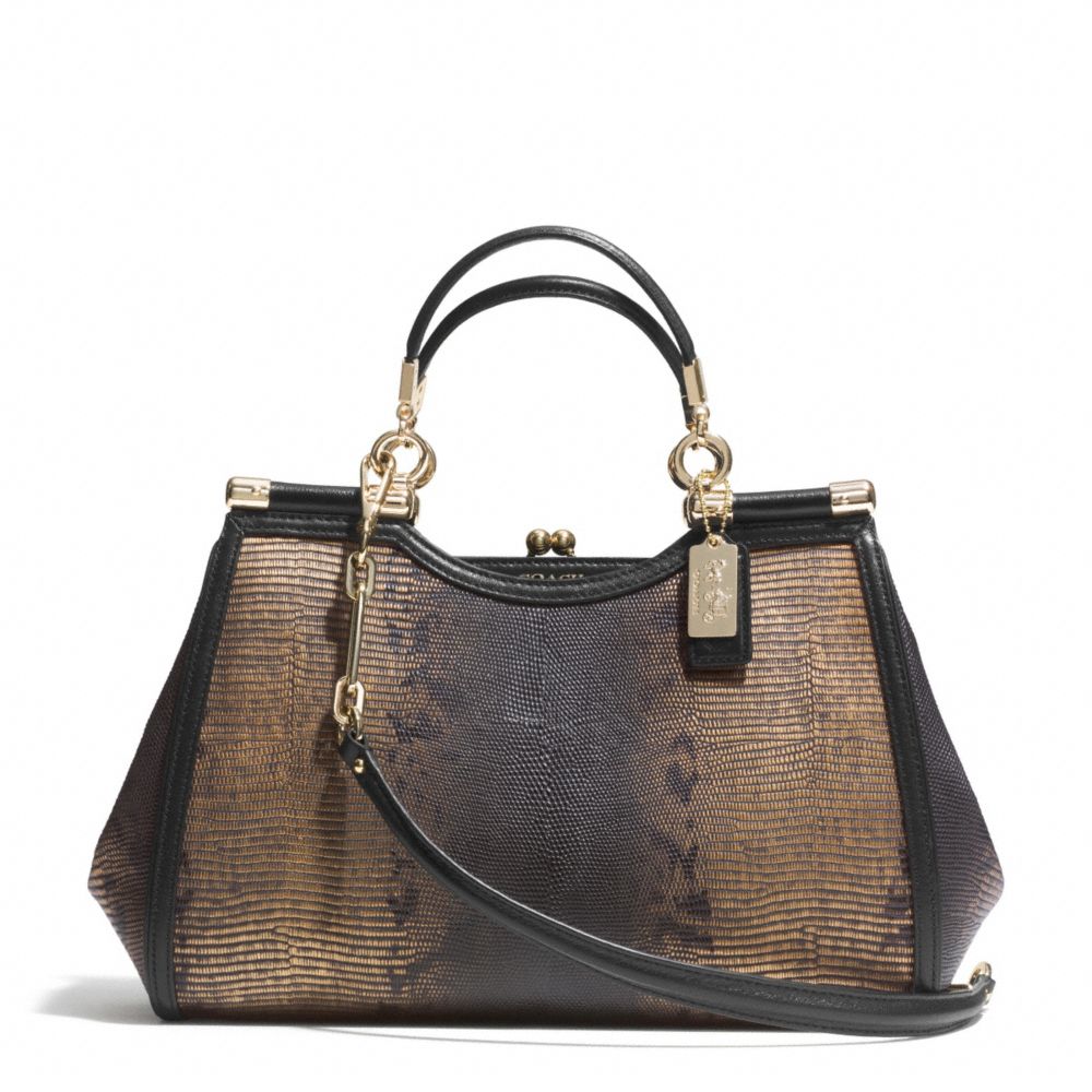 MADISON METALLIC LIZARD EMBOSSED CARRIE SATCHEL - LIGHT GOLD/BRONZE - COACH F26339