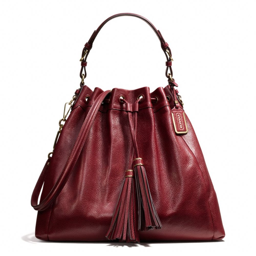 MADISON PINNACLE LEATHER LARGE DRAWSTRING SHOULDER BAG - f26343 - F26343LIGAR