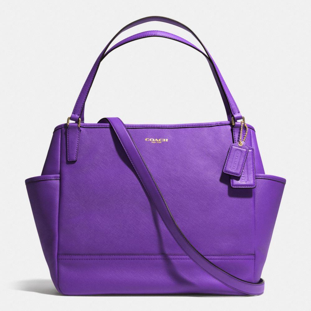 COACH f26353 SAFFIANO LEATHER BABY BAG TOTE  LIGHT GOLD/PURPLE IRIS