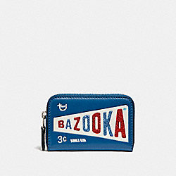 ZIP AROUND COIN CASE WITH BAZOOKAâ„¢ MOTIF - SILVER/INK - COACH F26391